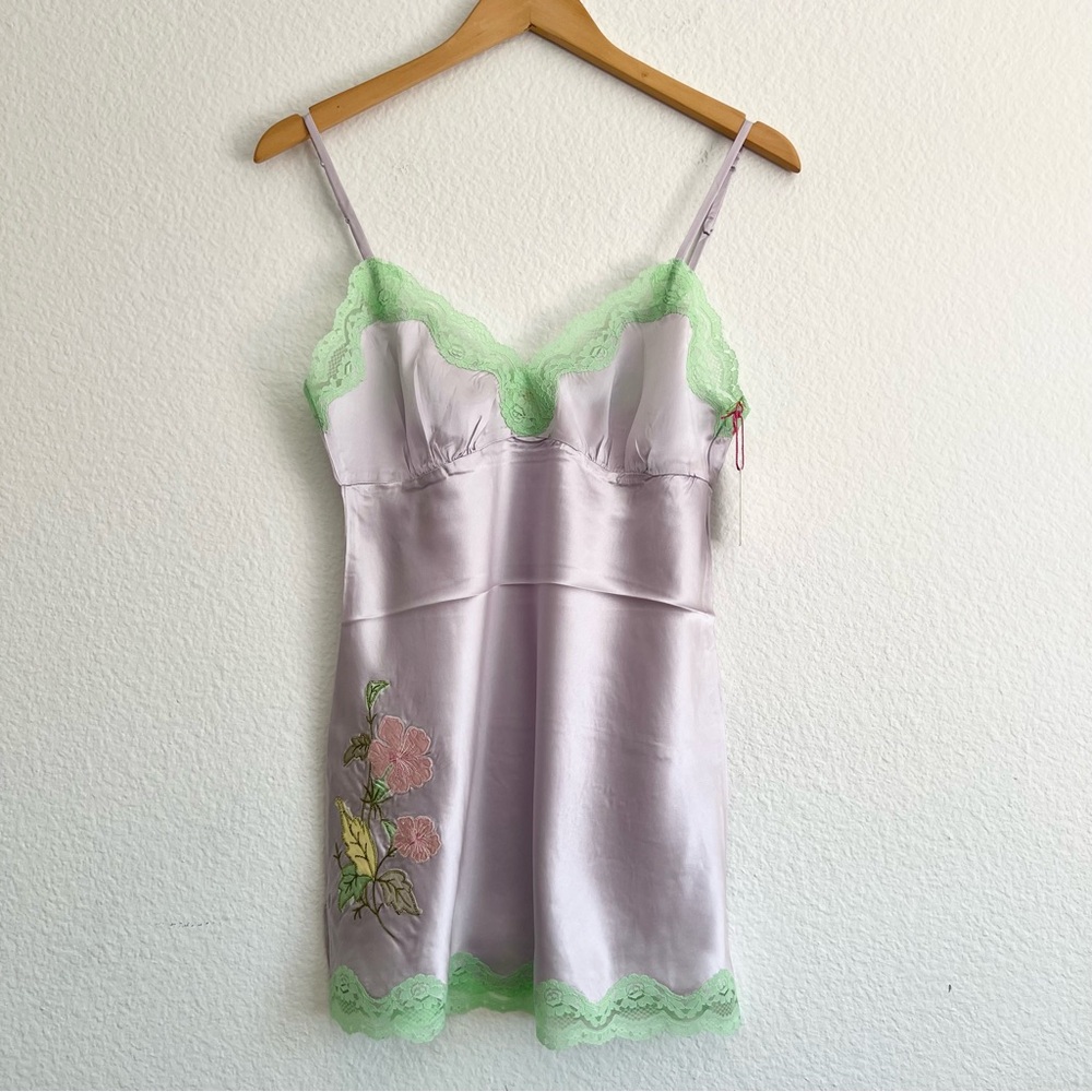 Gold Hawk Silk Lilac Embroidered Chemise